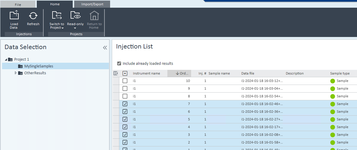 Include loaded results
