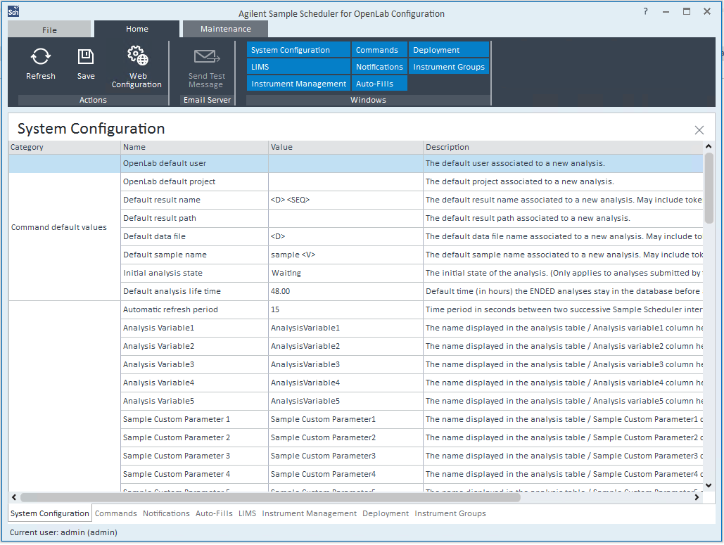 Sample Scheduler for OpenLab
Configuration