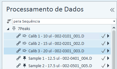 Injeções selecionadas e marcadas