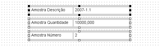 Campos de dados alinhados com linhas divisórias alinhadas