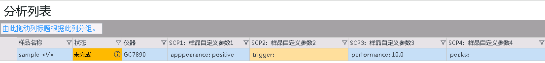 分析和样品自定义参数示例